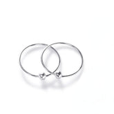 Round Bead Silver Hoop Earrings for Women